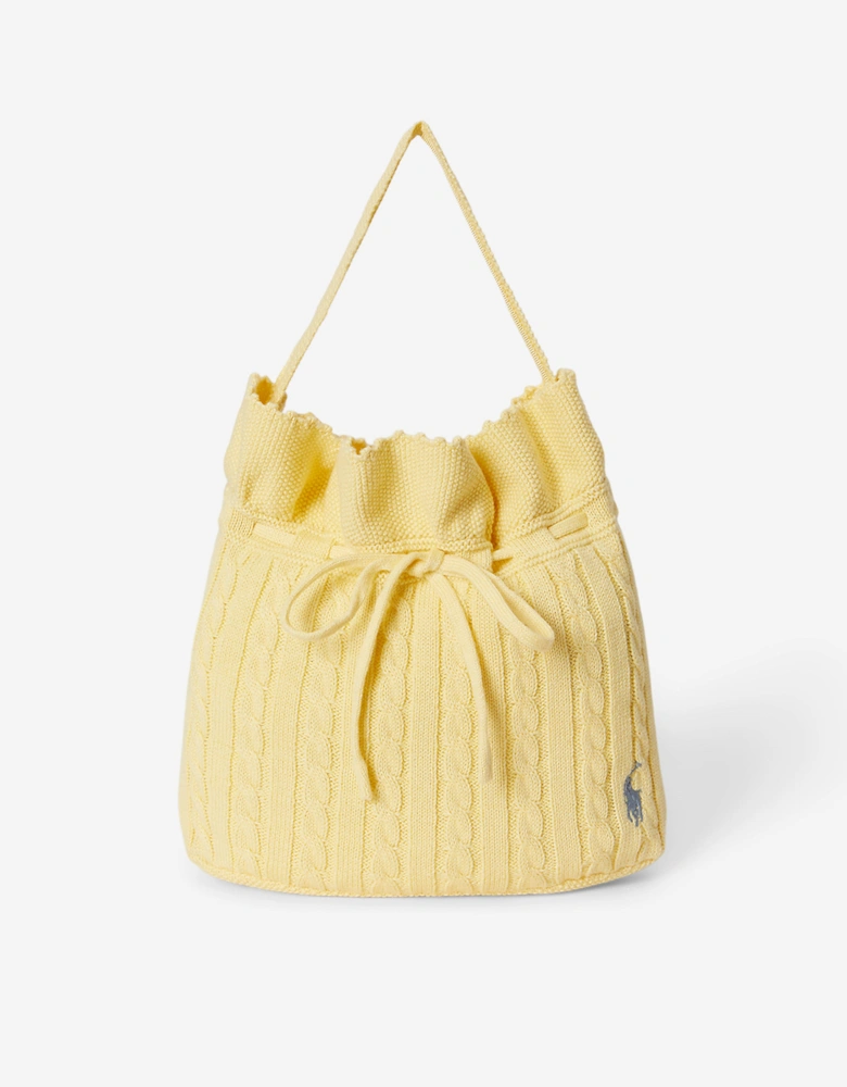 Girls Drawstring Bucket Bag in Yellow (27cm)