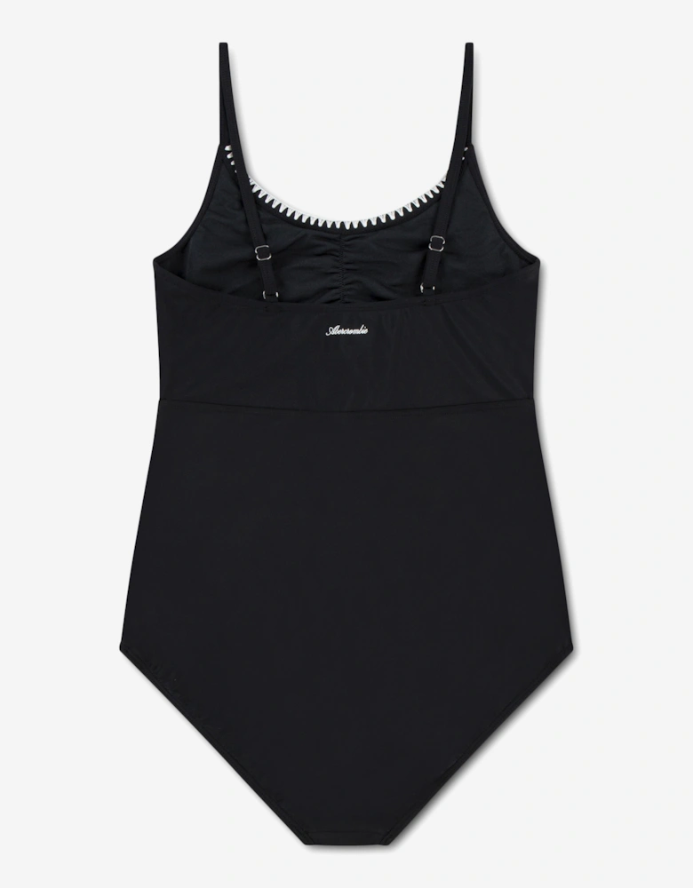 Girls Cinched Cutout Swimsuit in Black