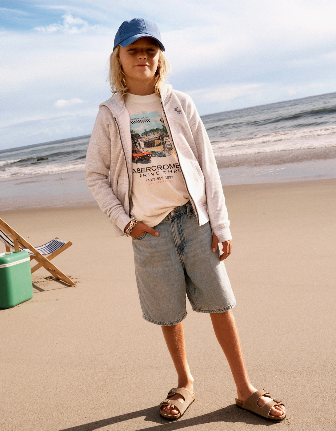 Boys Long Denim Shorts in Blue