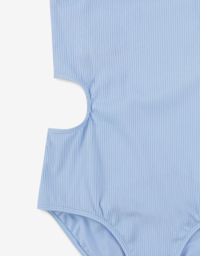 Girls Asymmetrical Cutout Swimsuit in Blue