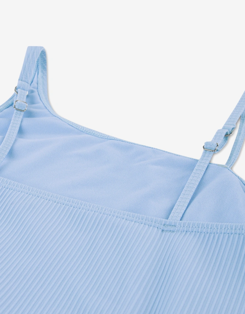 Girls Asymmetrical Cutout Swimsuit in Blue