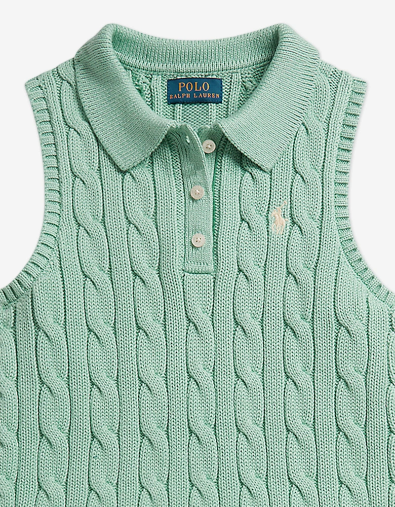 Girls Cable Knit Skirt Set in Green