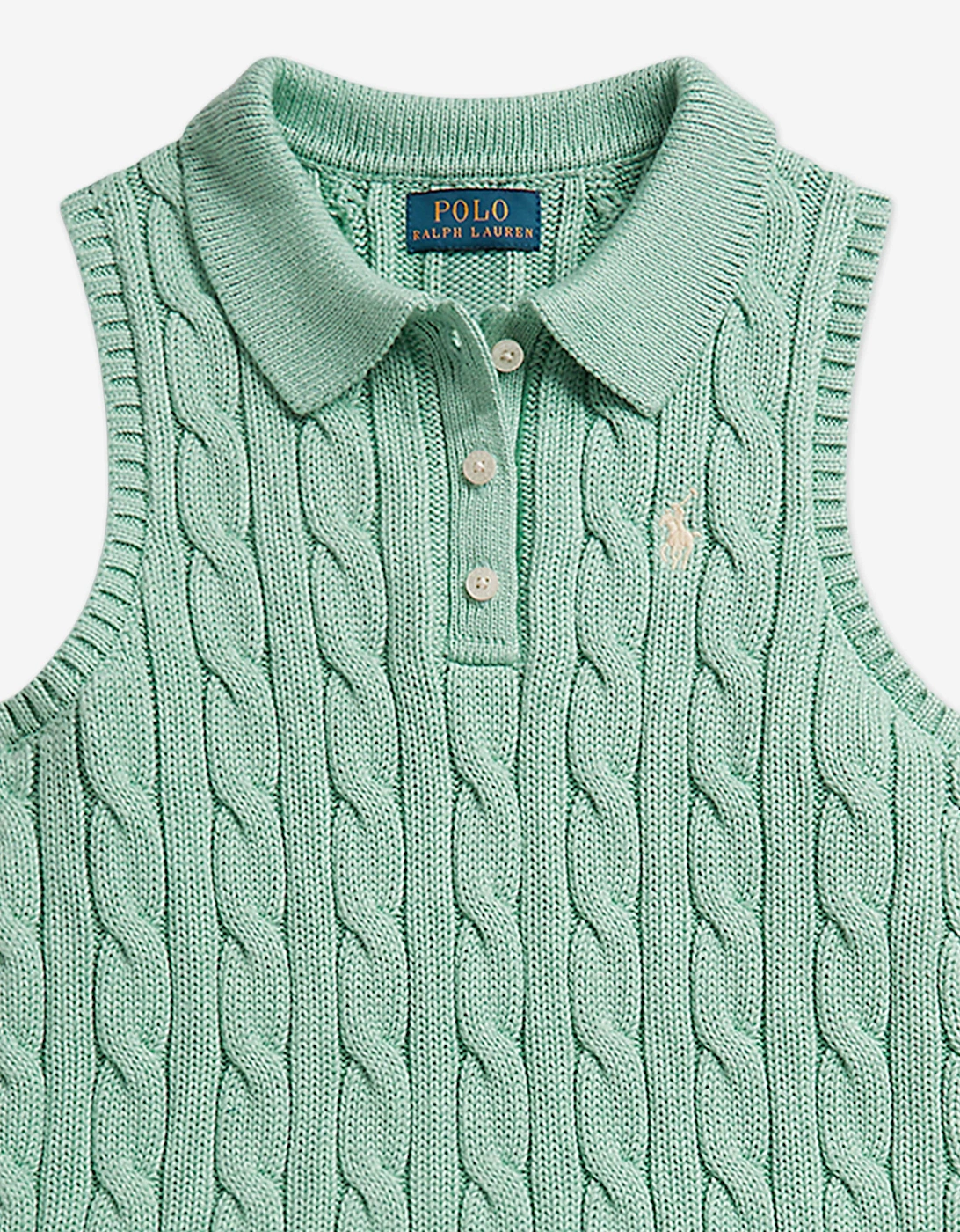 Girls Cable Knit Skirt Set in Green