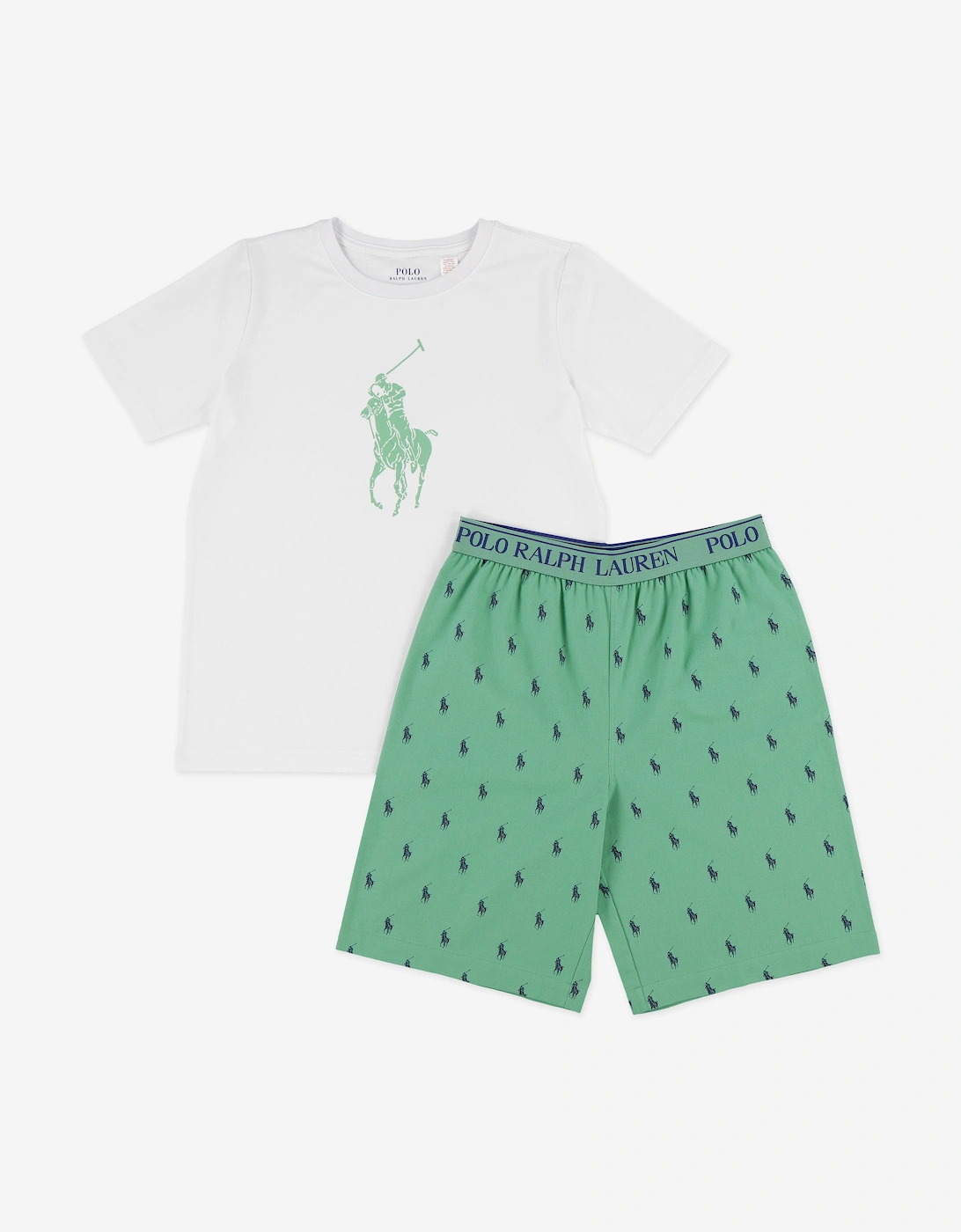 Boys Logo Short Pyjama Set in Green, 5 of 4