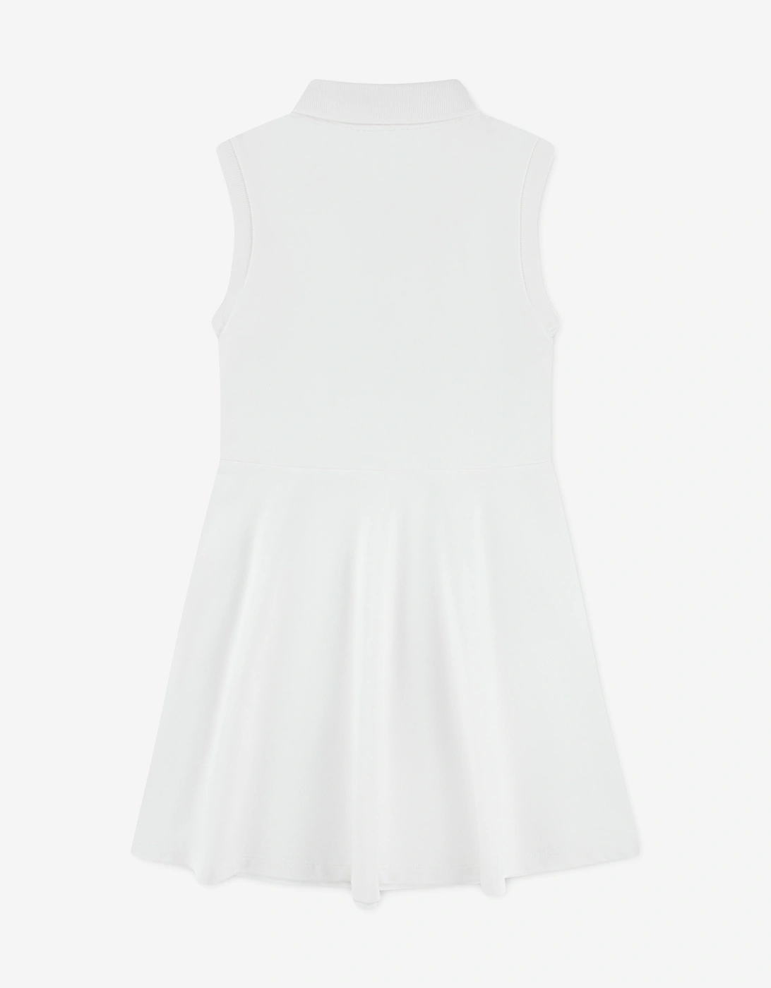 Girls Sleeveless Pique Polo Dress in White