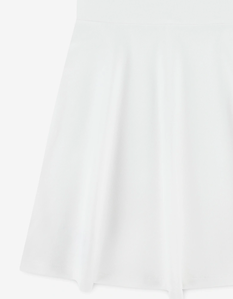 Girls Sleeveless Pique Polo Dress in White