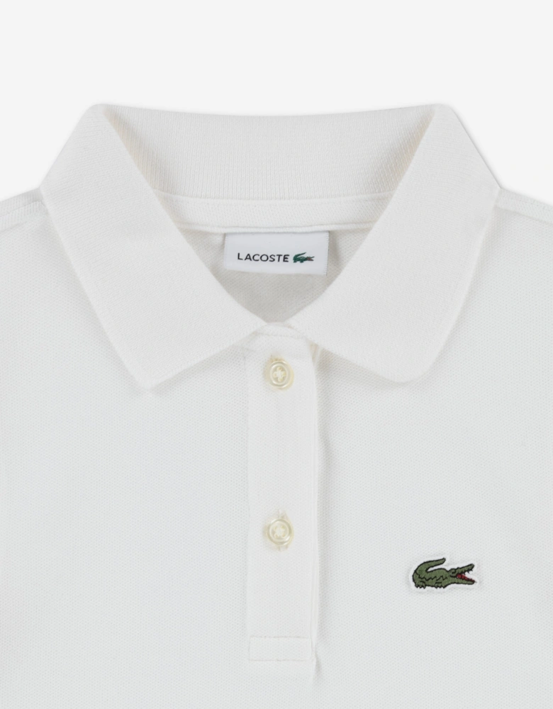 Girls Sleeveless Pique Polo Dress in White