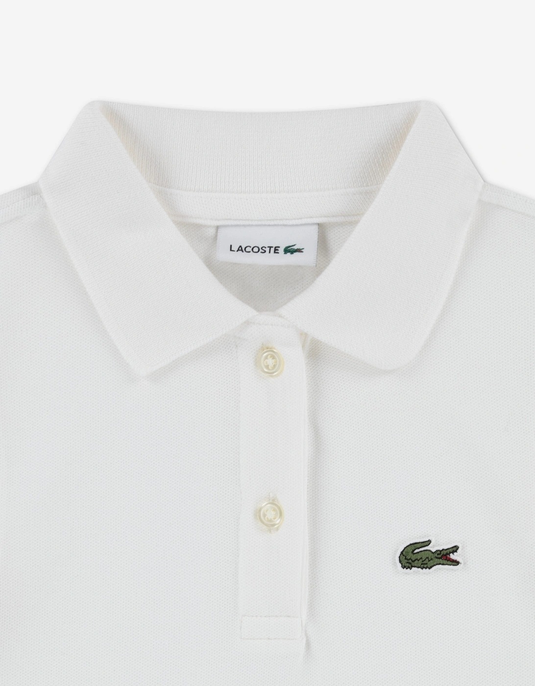 Girls Sleeveless Pique Polo Dress in White