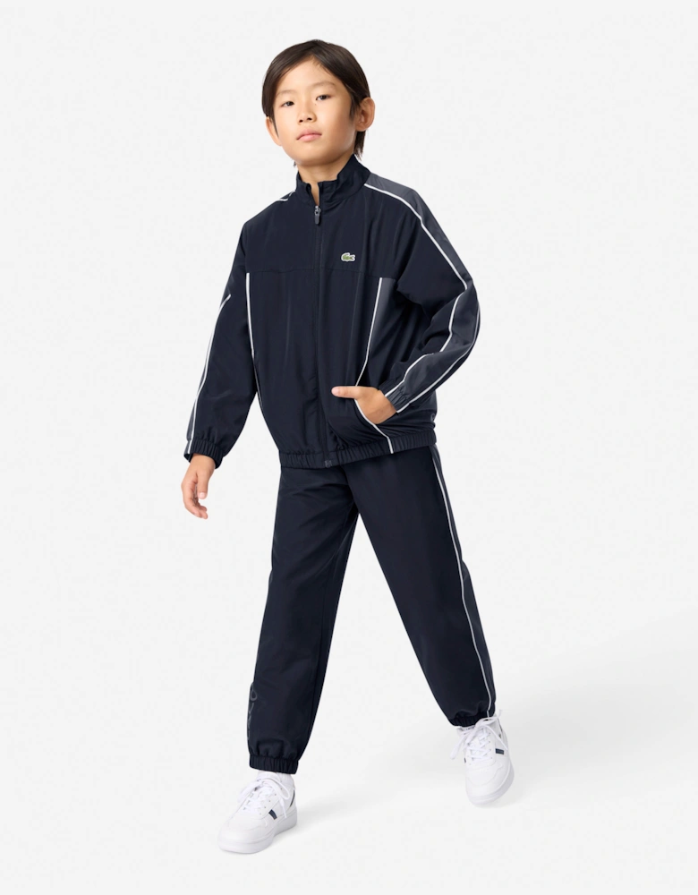 Boys Poly Pongee Tracksuit in Black