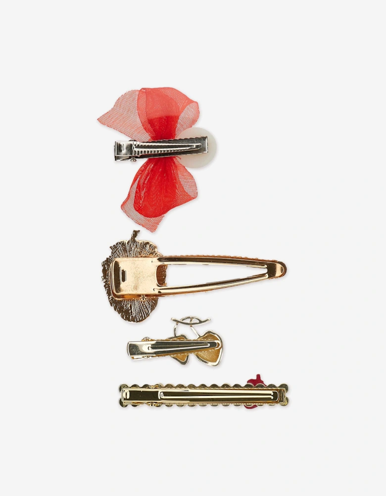 Girls Strawberry Hair Clips Set in Red