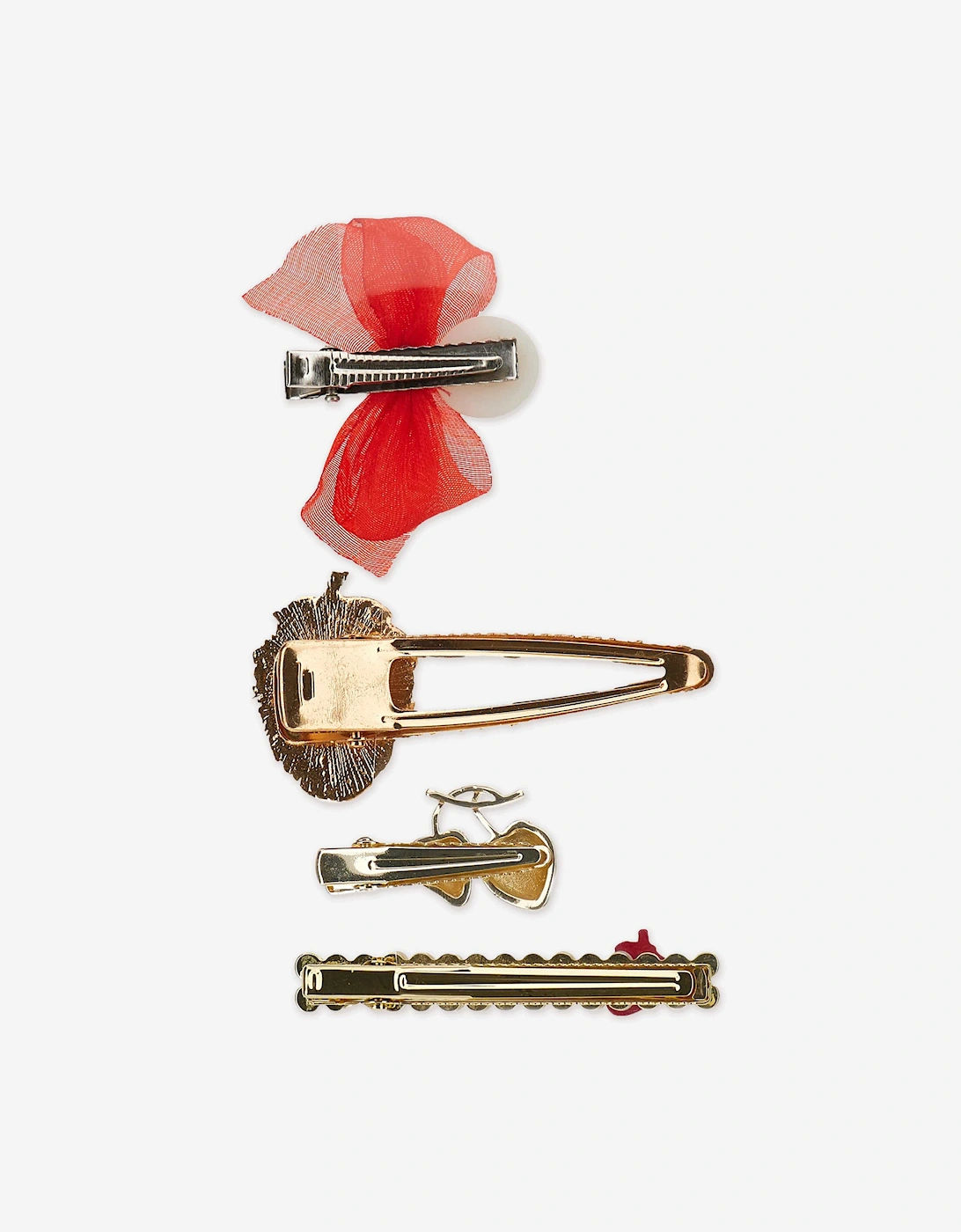 Girls Strawberry Hair Clips Set in Red