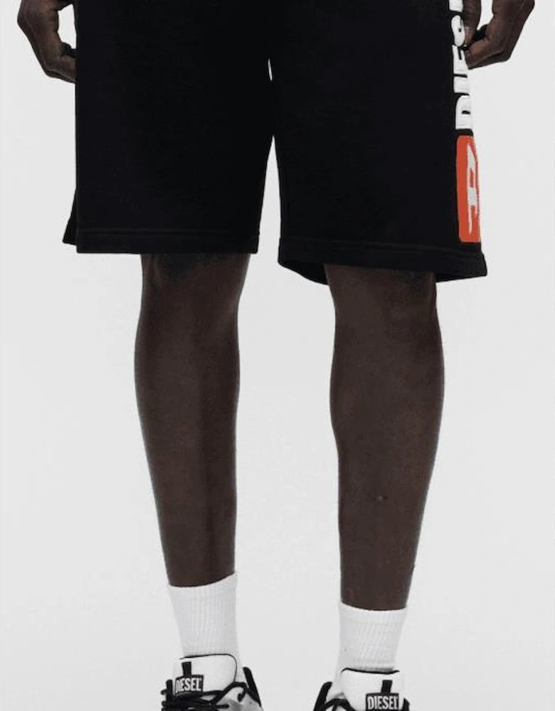 Crow Large Logo Black Cotton Shorts