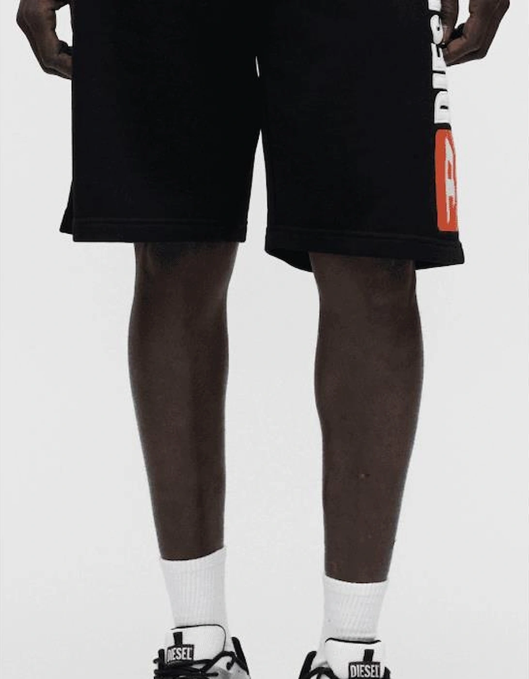 Crow Large Logo Black Cotton Shorts