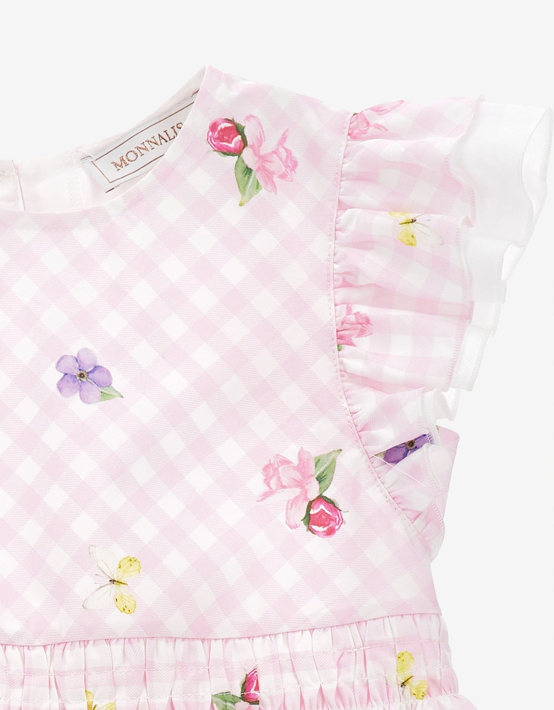 Girls Floral Gingham Top in Pink