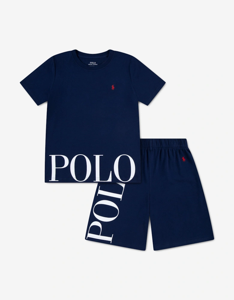 Boys Polo Short Pyjama Set in Navy