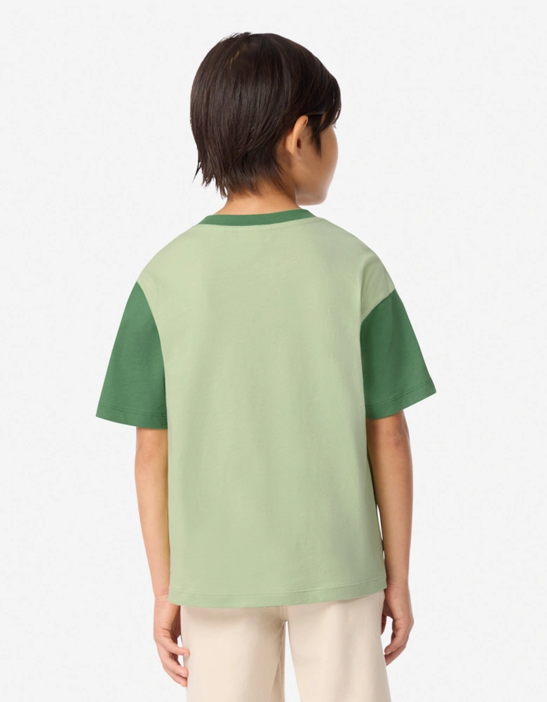 Boys Colourblock Relaxed T-Shirt in Green
