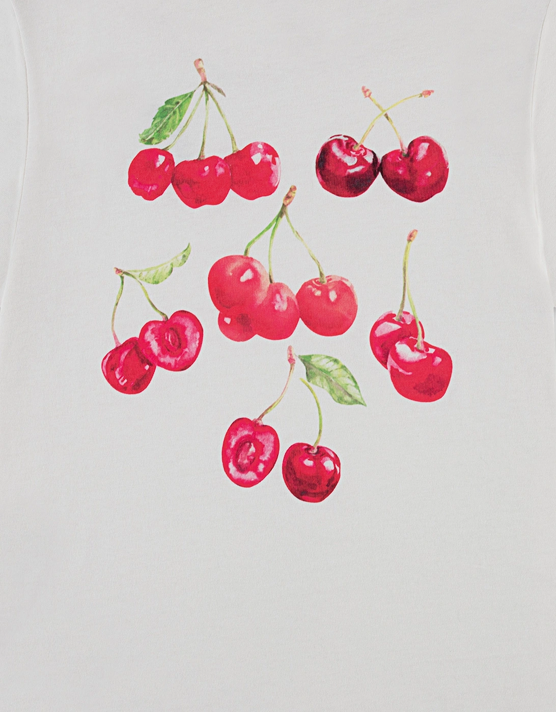 Girls Cherry Boxy T-Shirt in Ivory