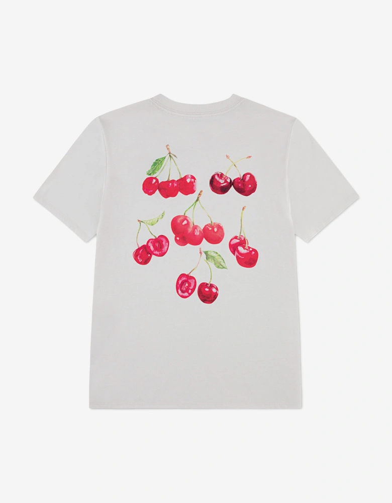 Girls Cherry Boxy T-Shirt in Ivory