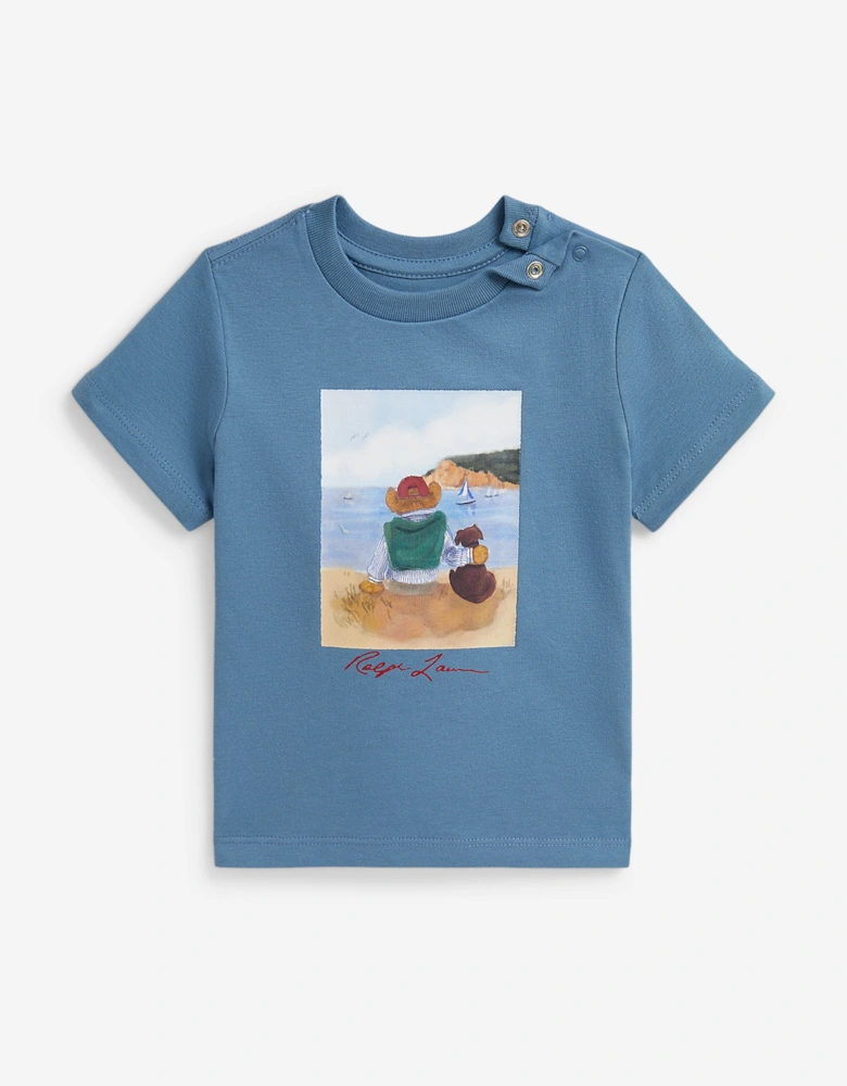 Baby Boys Polo Bear Graphic Print T-Shirt in Blue