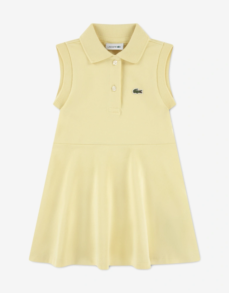 Girls Sleeveless Pique Polo Dress in Yellow