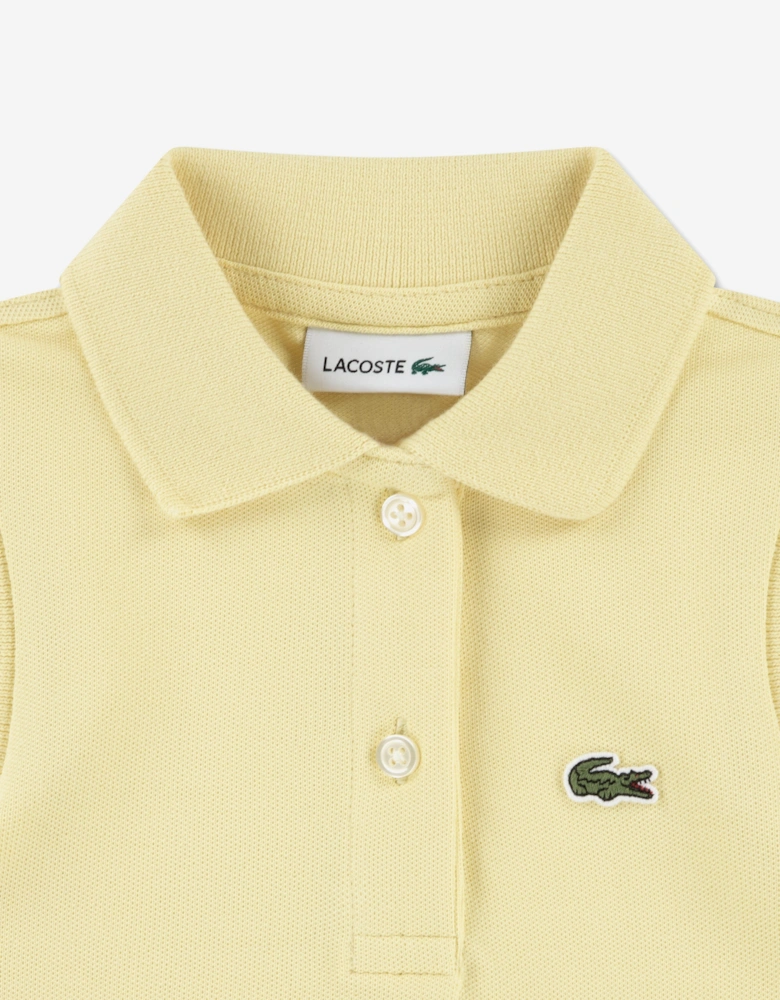 Girls Sleeveless Pique Polo Dress in Yellow