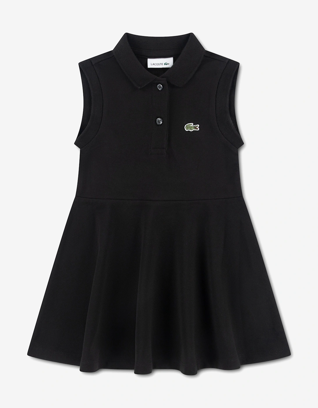 Girls Sleeveless Pique Polo Dress in Black, 5 of 4