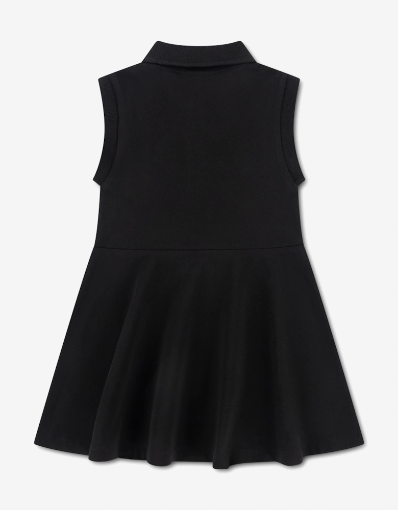 Girls Sleeveless Pique Polo Dress in Black