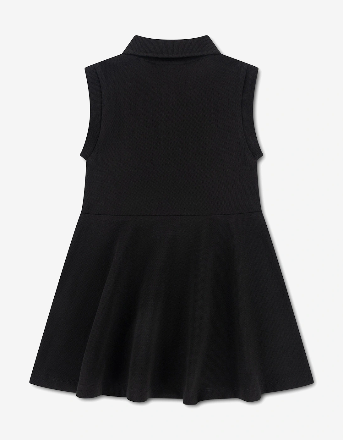 Girls Sleeveless Pique Polo Dress in Black