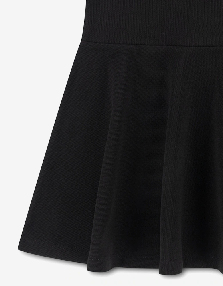 Girls Sleeveless Pique Polo Dress in Black