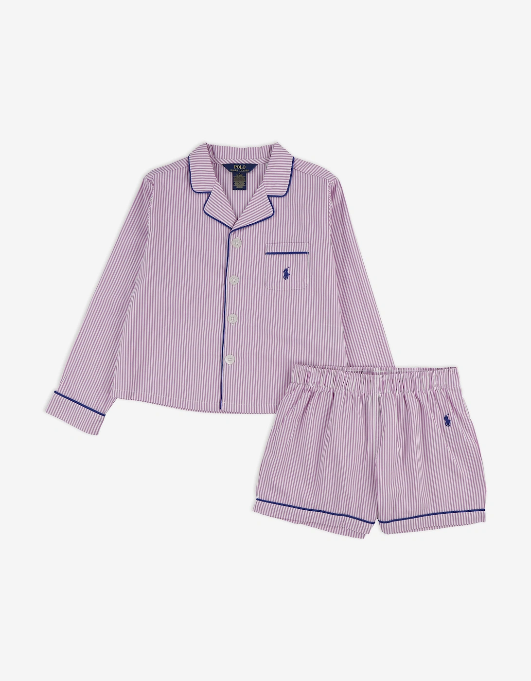 Girls Long Sleeve and Short Pyjama Set in Pink, 5 of 4