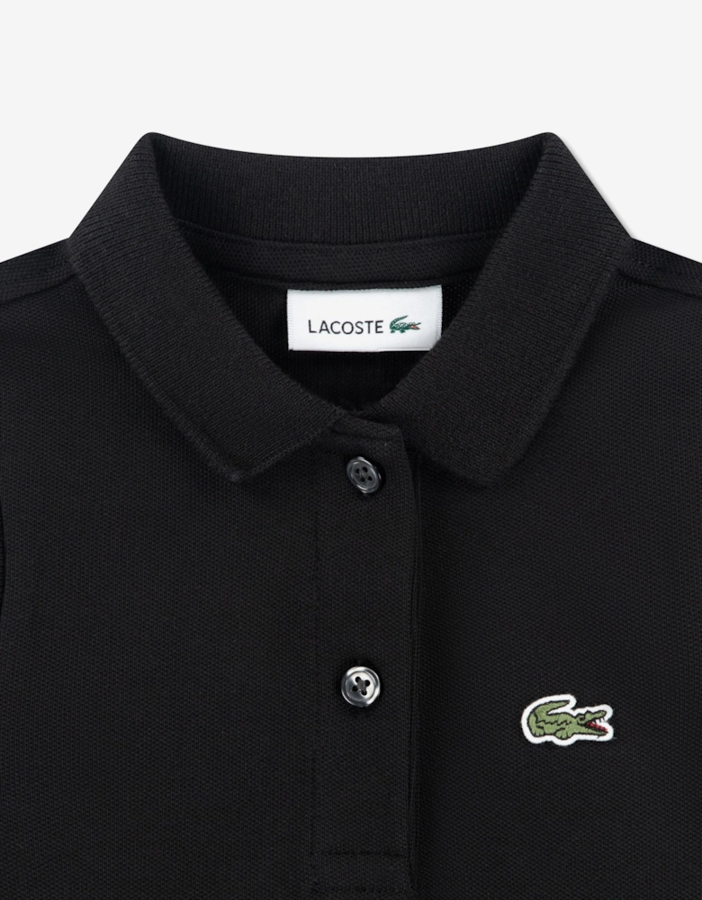 Girls Sleeveless Pique Polo Dress in Black