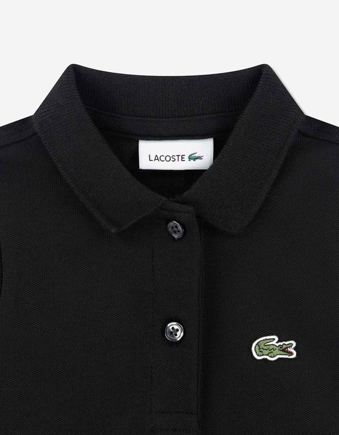 Girls Sleeveless Pique Polo Dress in Black