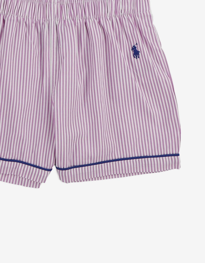 Girls Long Sleeve and Short Pyjama Set in Pink