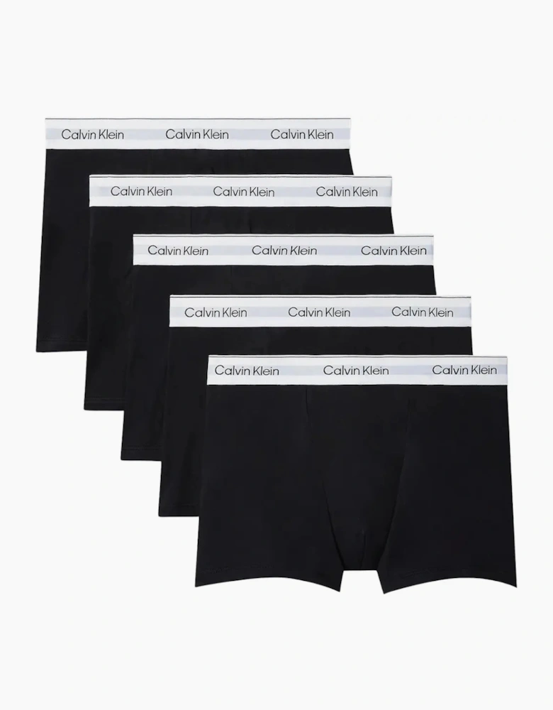 5-Pack Icon Cotton Stretch 'Relaxed Dart' Boxer Trunks, Black/white