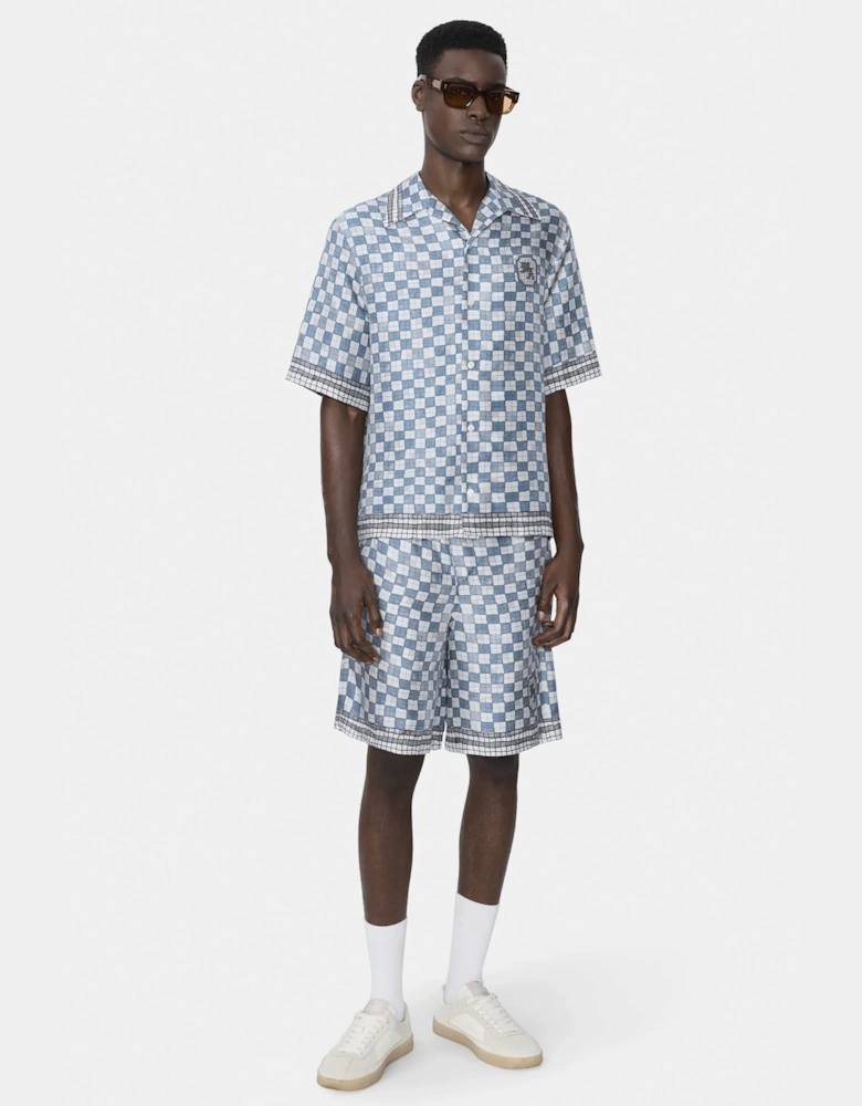 MA Checkered Bowling Shirt Blue