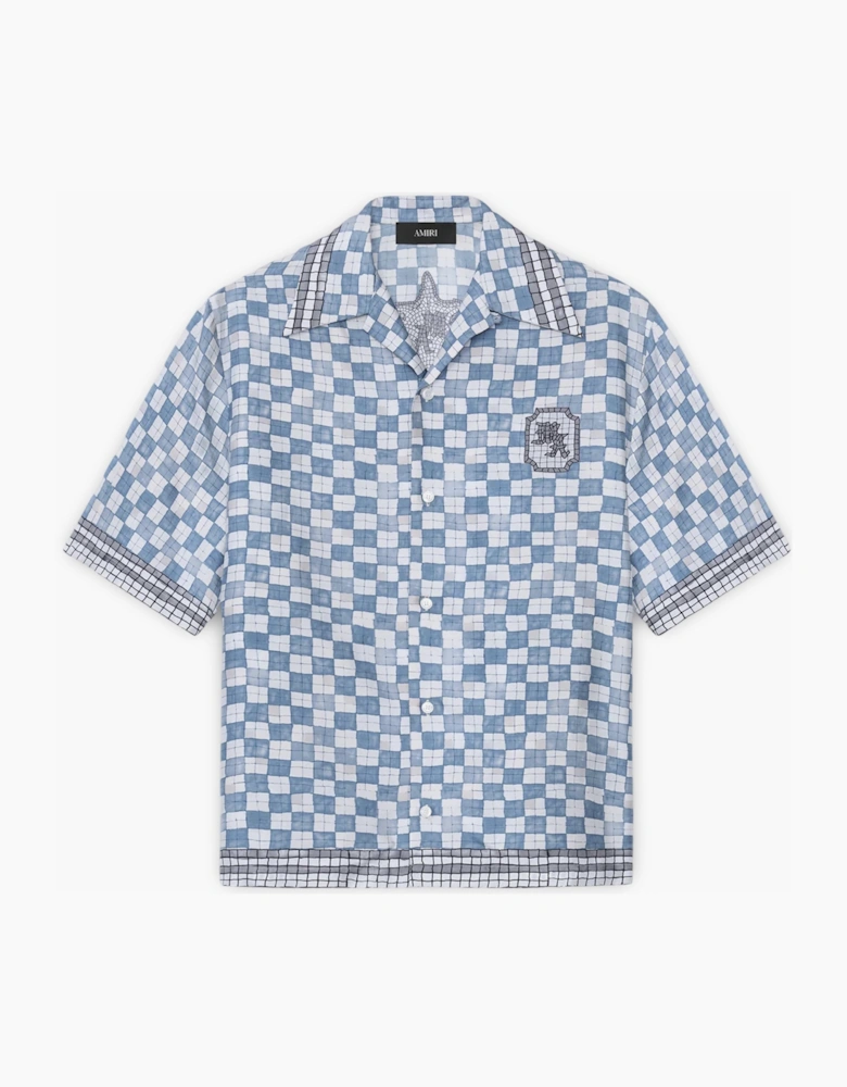 MA Checkered Bowling Shirt Blue