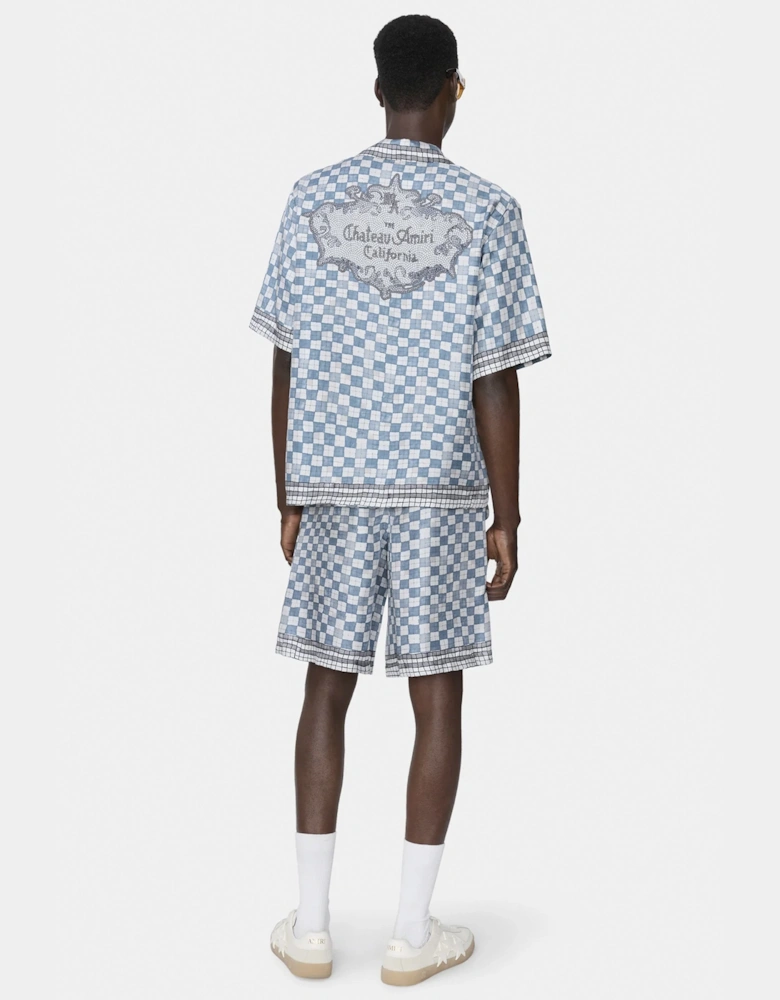 MA Checkered Bowling Shirt Blue