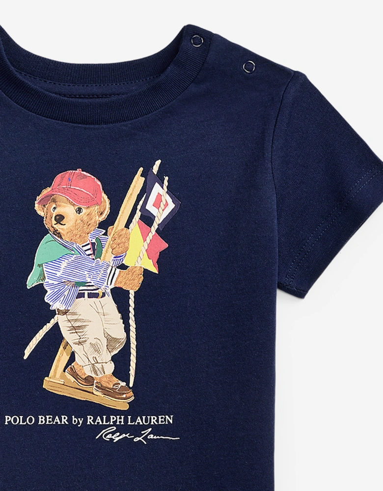 Baby Boys Polo Bear Jersey T-Shirt in Navy