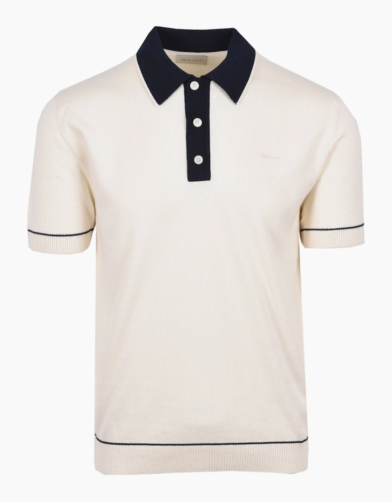 COTTON MODAL KNITTED POLO CREAM