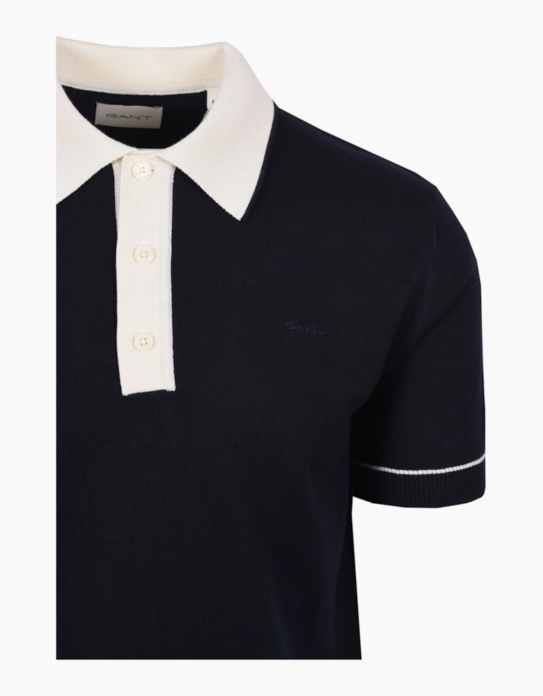 COTTON MODAL KNITTED POLO EVENING BLUE