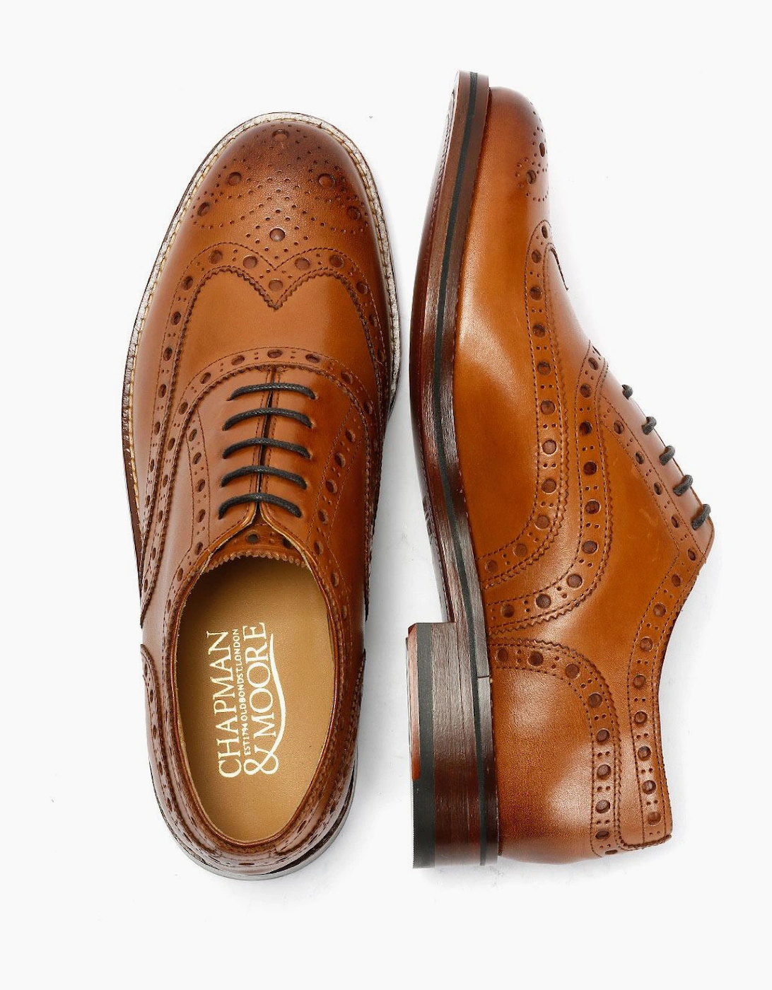 Chapman & Moore Oxford Brogue Leather Men's Tan Burnish Shoes
