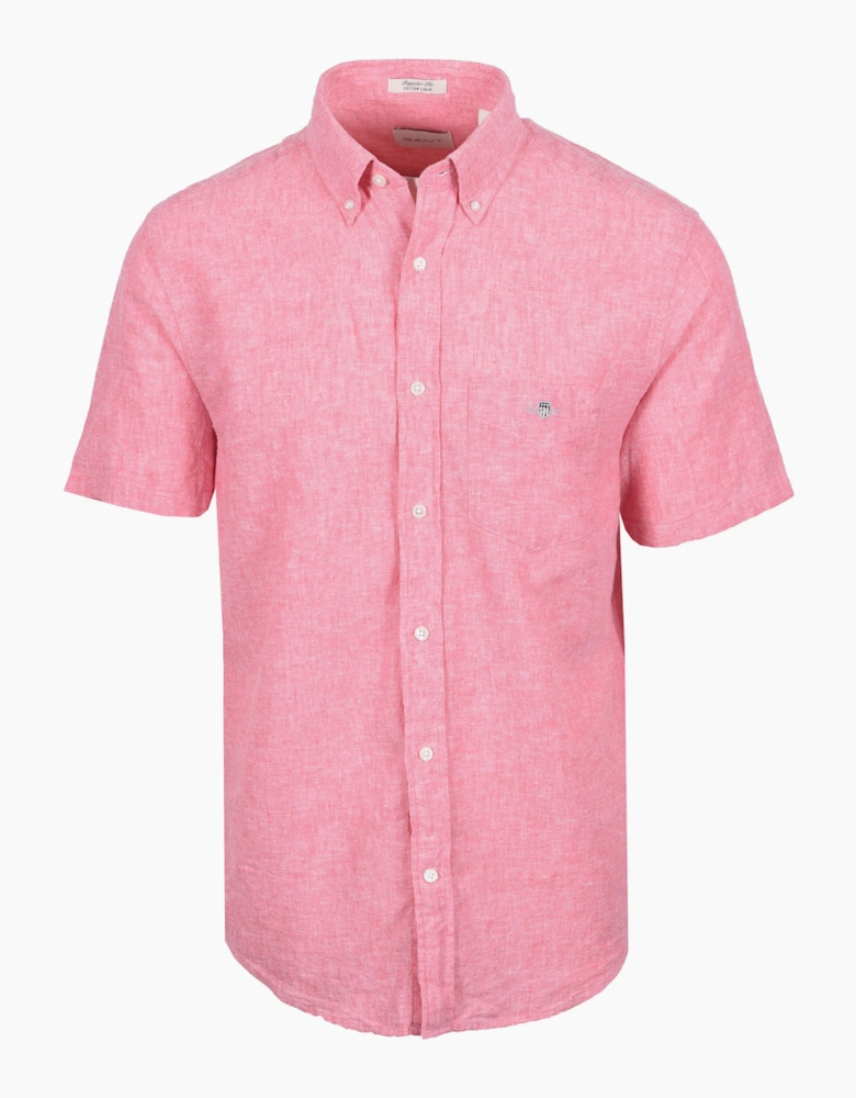 REG COTTON LINEN SHORT SLEEVE SHIRT ROSE PINK