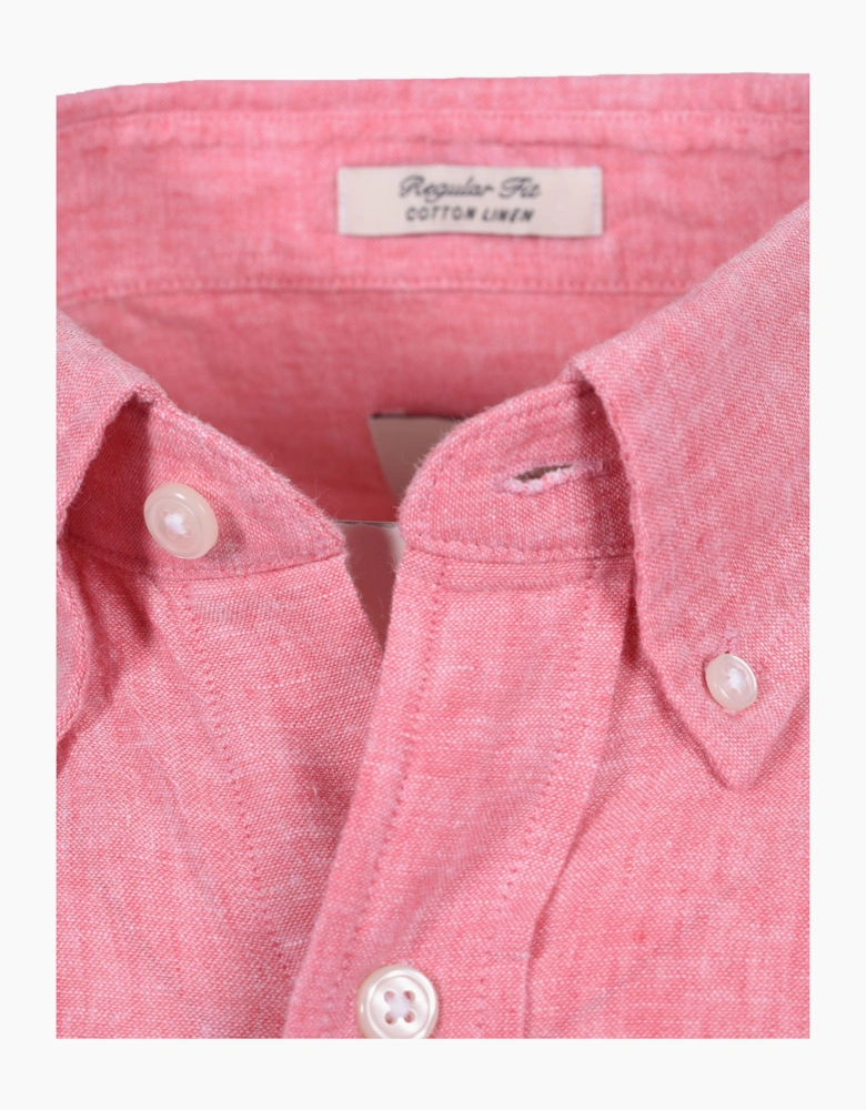 REG COTTON LINEN SHORT SLEEVE SHIRT ROSE PINK