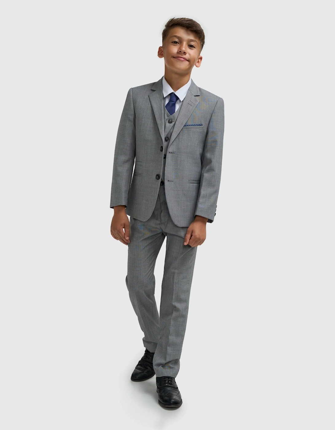 Boys ‘Reegan’ Dark Grey 3 Piece Occasion Suit, 8 of 7