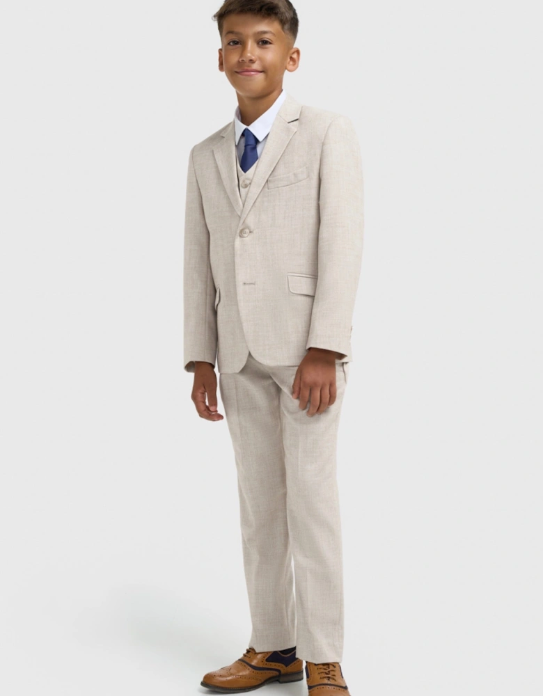 Boys ‘Malibu’ Soft Beige 3 Piece Occasion Suit