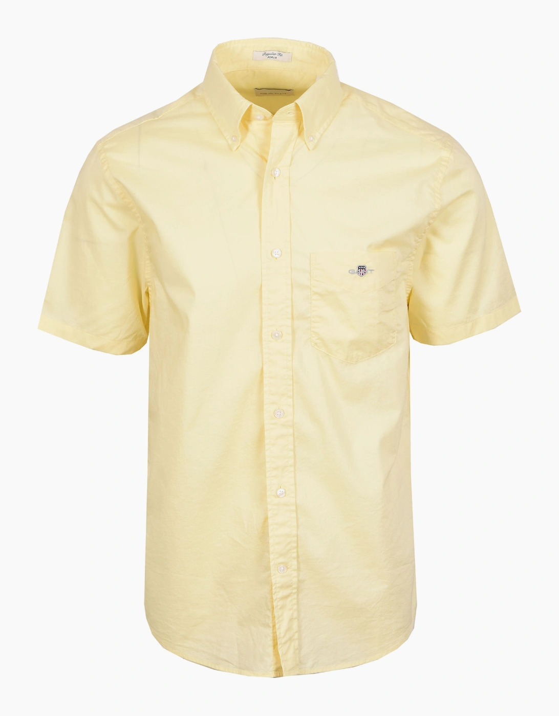 Gant Men's Vanilla Yellow Reg Poplin Short Sleeve Shirt - : 42 Size Xl