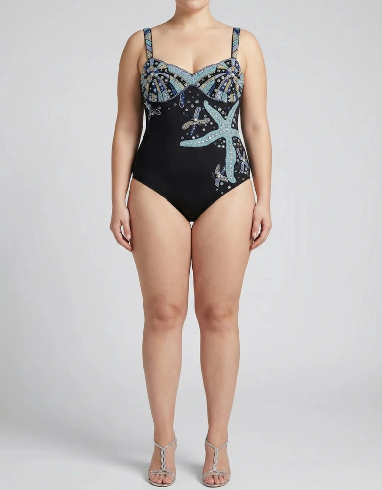 Selene Sea Shell Swimsuit in Black