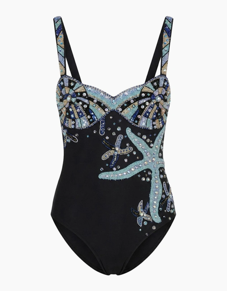 Selene Sea Shell Swimsuit in Black