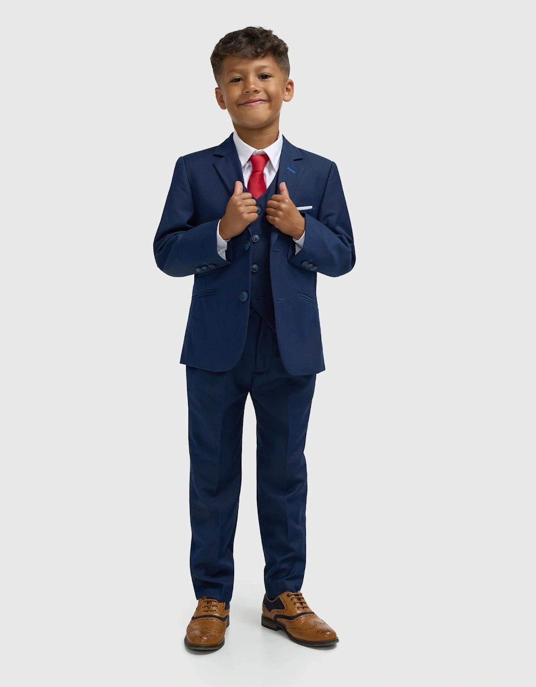 Boys ‘Jefferson’ Navy Blue 3 Piece Occasion Suit, 9 of 8