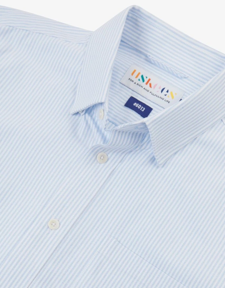 6013 Long-Sleeve Oxford shirt Baby Blue Pinstripe